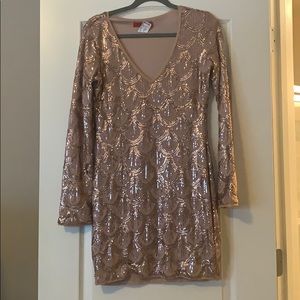 Blingy rose gold minidress size L